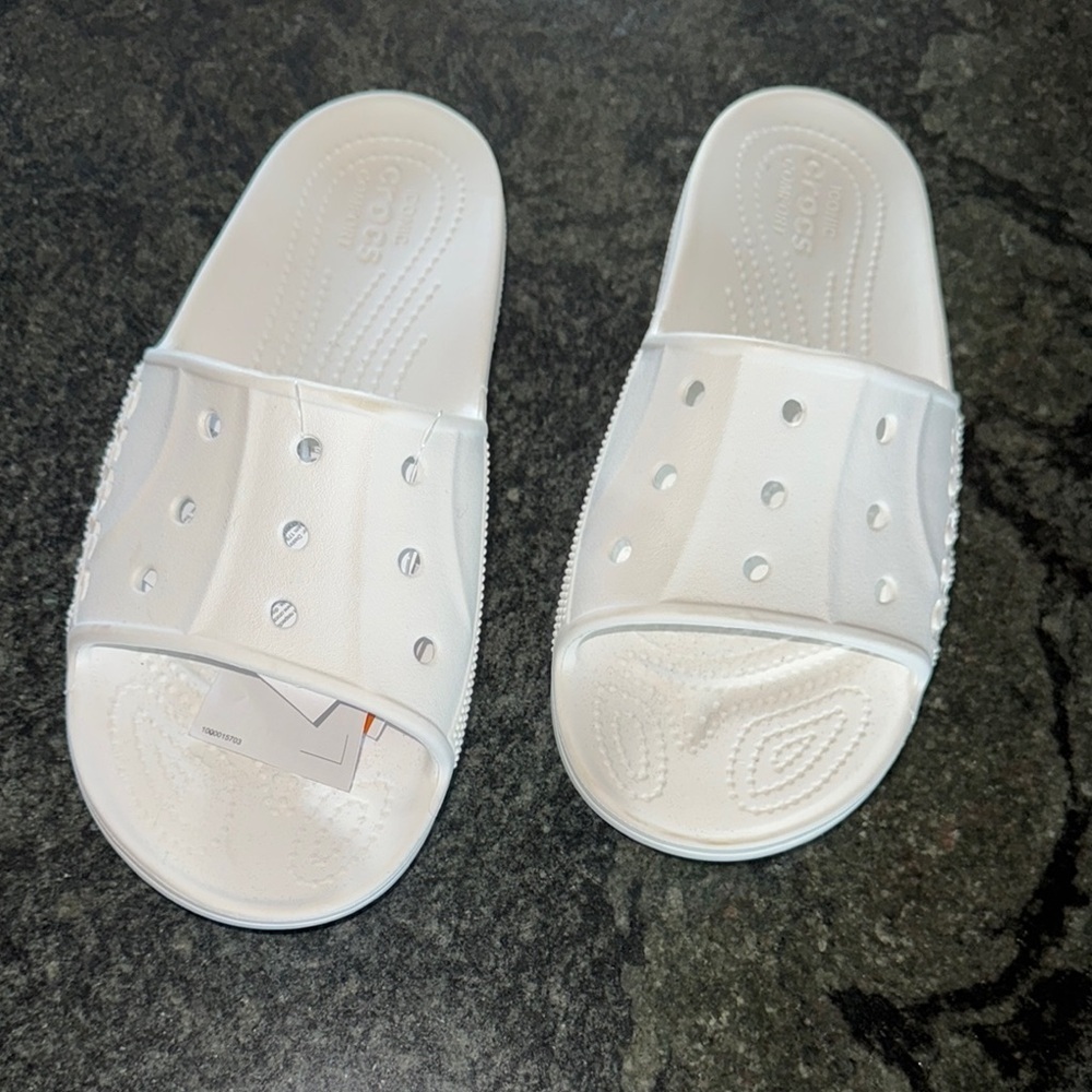 White Crocs Slide Sandals